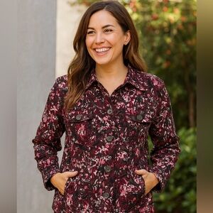 CJ Banks Wine & Pink Shacket Size 1X